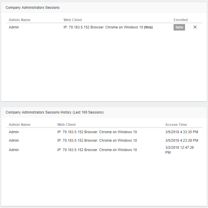 Screenshot illustrating how to track administrator sessions, activity, and login behavior in the GoodSync Control Center
