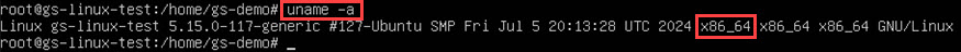 Screenshot showing how to determine Linux architecture