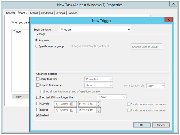 Screenshot displaying how to configure the Triggers for the GoodSync Control Center Runner deployment task