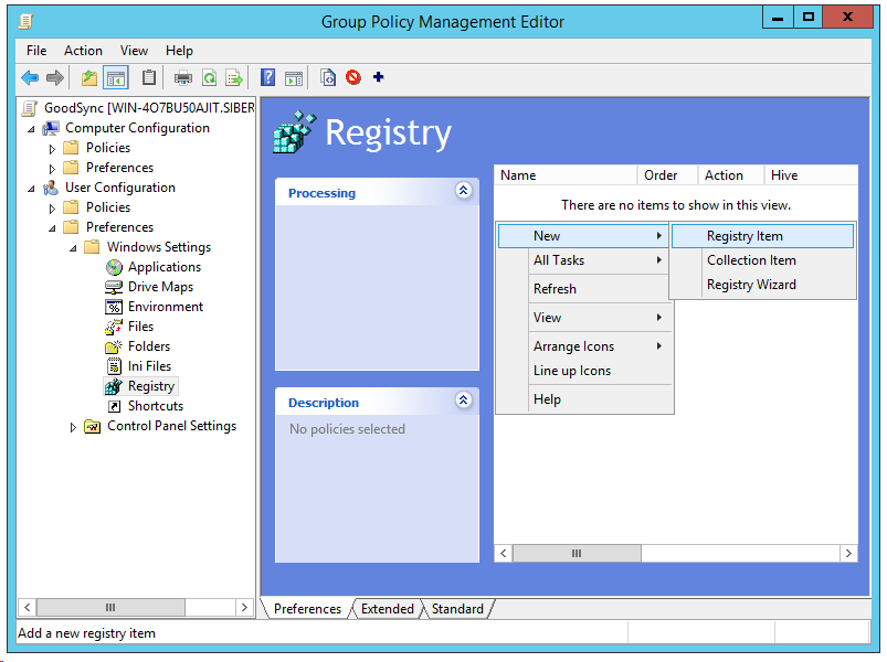Screenshot demonstrating how to create a registry value to ensure the GoodSync Runner starts automatically after a reboot or logoff