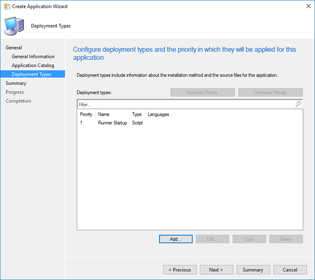 Screenshot demonstrating how to complete the creation of an application for GoodSync Runner startup script deployment