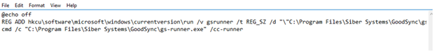 Screenshot showing an example of GoodSync Control Center Runner deployment script