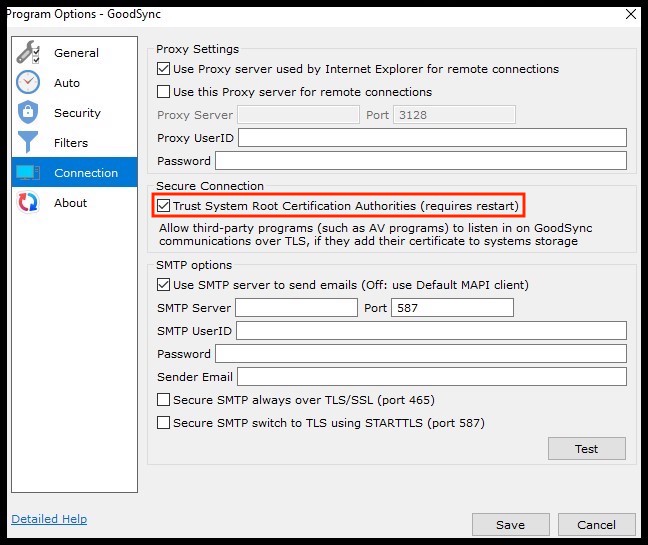 goodsync server default password