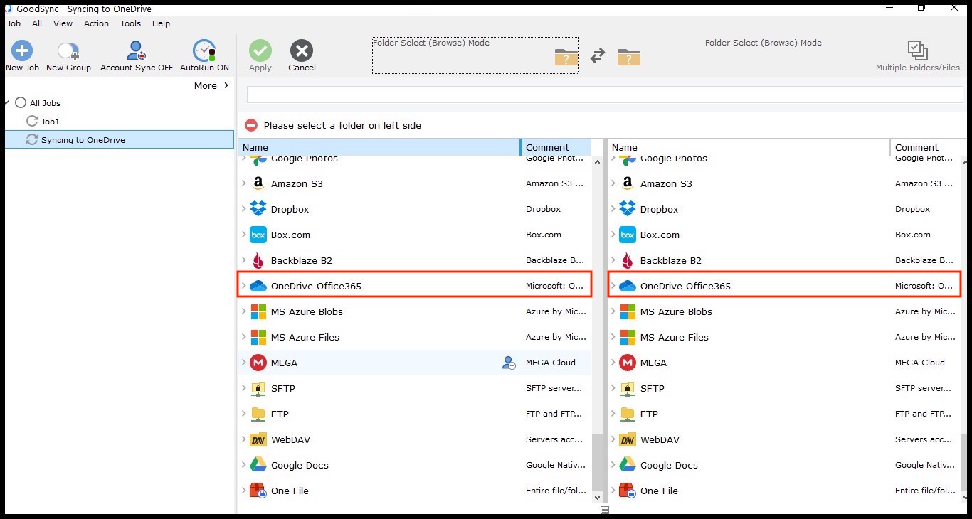 Syncing To OneDrive GoodSync   Sync Onedrive 3 