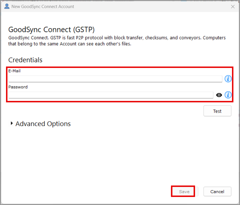 Add a GoodSync Connect account