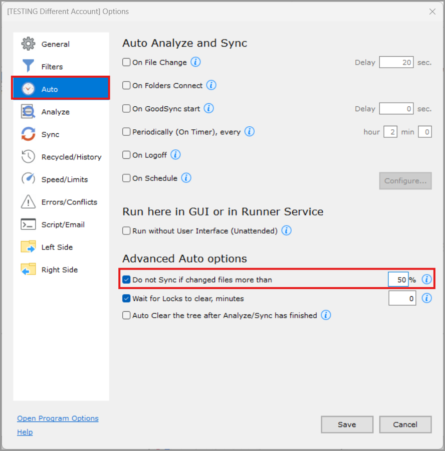 Do Not Sync if Changed Files More Than setting in GoodSync Job Options