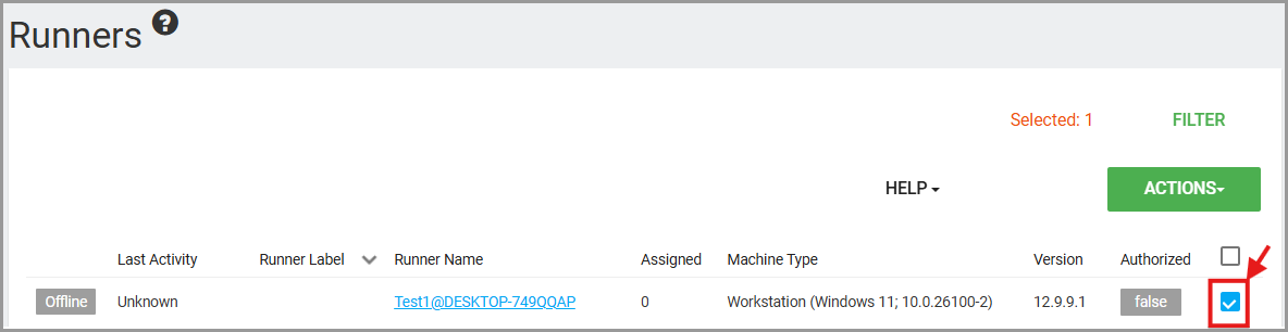 Select a Runner for authorization