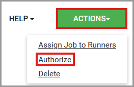 Authorize Runner option under Actions