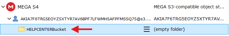 Selecting a MEGA S4 bucket or folder in GoodSync